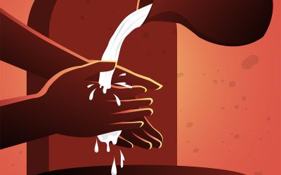 Graphic of water being poured over hands to illustrate the article 